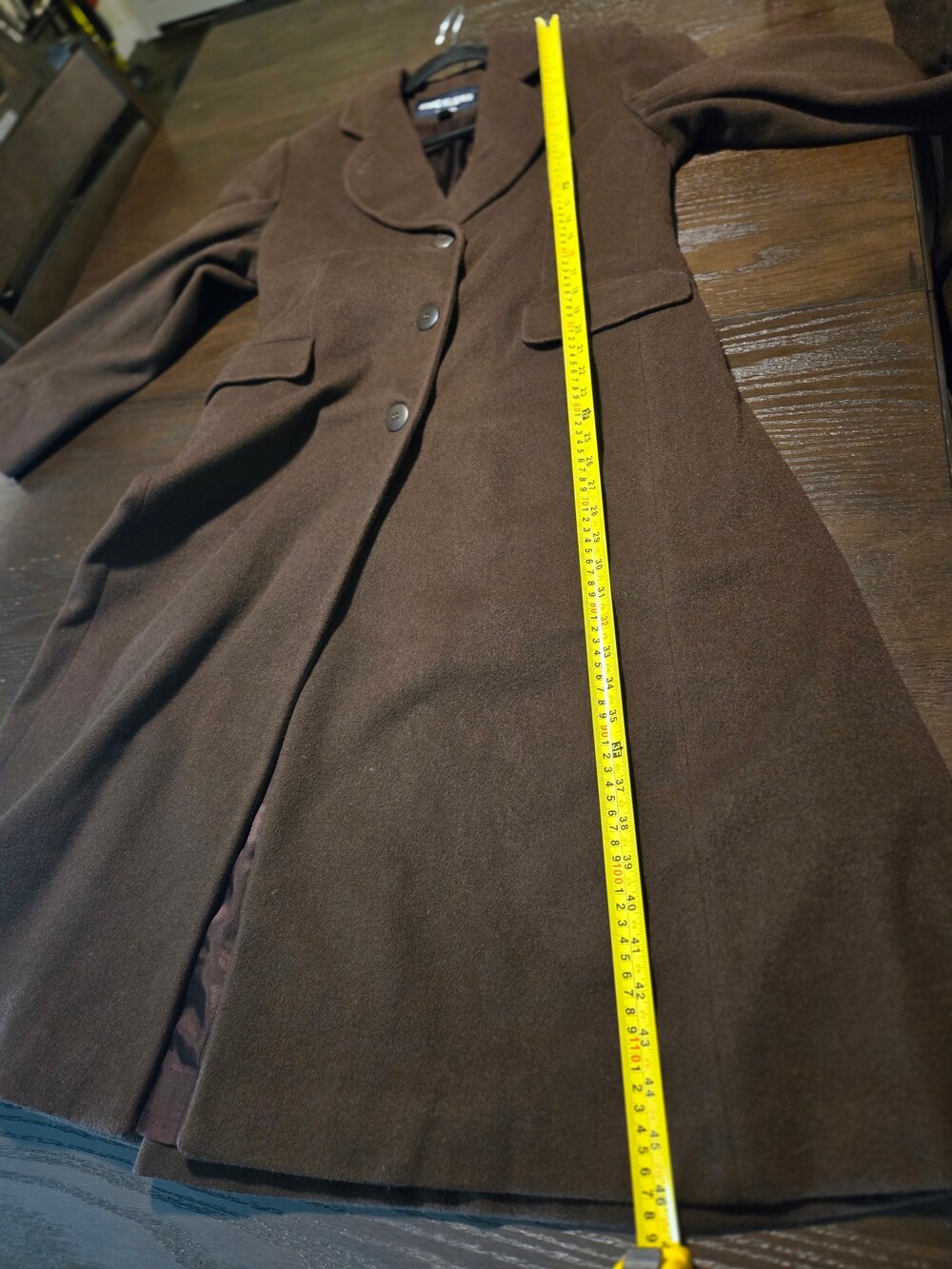 Anne Klein II Long Brown Wool Blend Coat Women's Outerwear - Wool / Brown / 6 - Picture 7 of 15